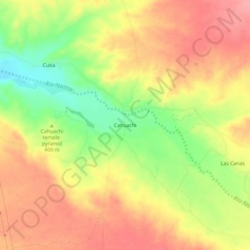 Mappa topografica Cahuachi, altitudine, rilievo