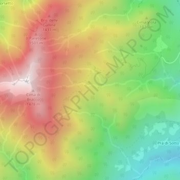 Mappa topografica Sella di Parone, altitudine, rilievo
