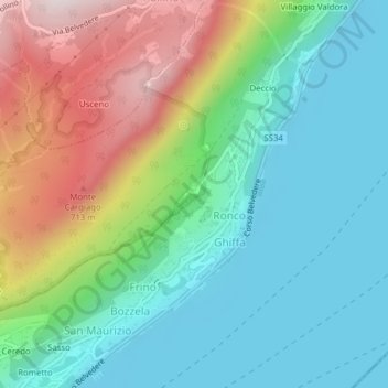 Mappa topografica Sacro Monte di Ghiffa, altitudine, rilievo