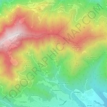 Mappa topografica Clotti, altitudine, rilievo