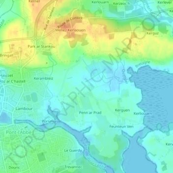 Mappa topografica Lande Vallée, altitudine, rilievo