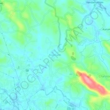 Mappa topografica Kunnam, altitudine, rilievo