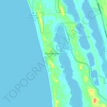 Mappa topografica Preston Beach, altitudine, rilievo