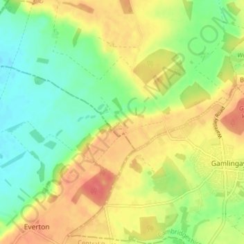 Mappa topografica Tetworth, altitudine, rilievo