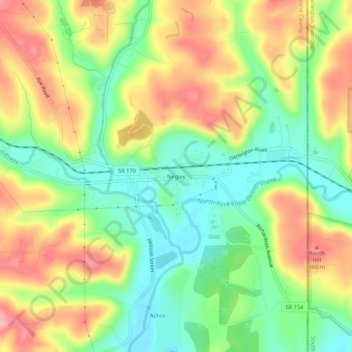 Mappa topografica Negley, altitudine, rilievo