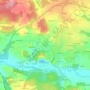 Mappa topografica Pont Malo, altitudine, rilievo