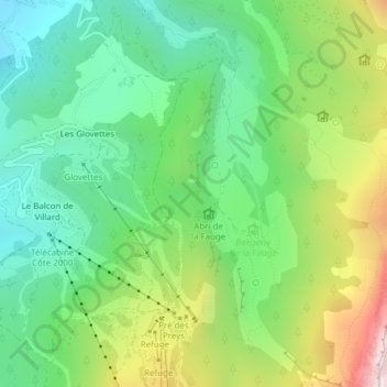 Mappa topografica Collet des Clots, altitudine, rilievo