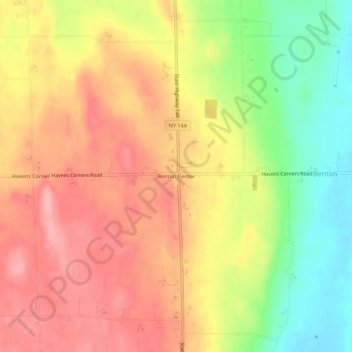 Mappa topografica Benton Center, altitudine, rilievo