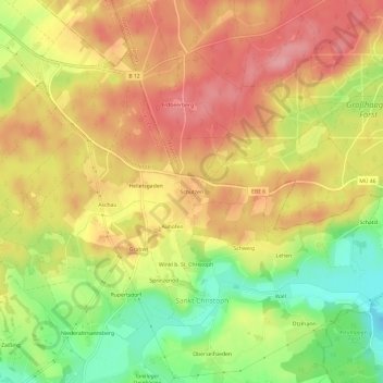 Mappa topografica Schützen, altitudine, rilievo