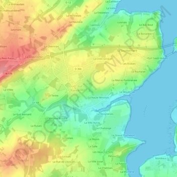 Mappa topografica Les Vaux Grapins, altitudine, rilievo