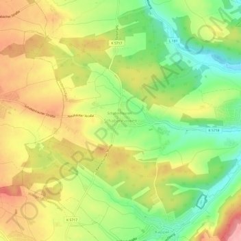 Mappa topografica Schabenhausen, altitudine, rilievo