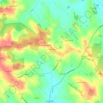 Mappa topografica Berry, altitudine, rilievo