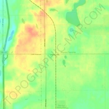 Mappa topografica Shelbyville, altitudine, rilievo