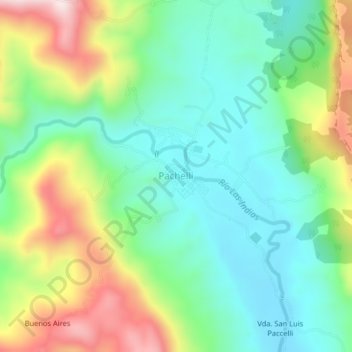 Mappa topografica Pachelli, altitudine, rilievo