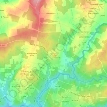 Mappa topografica Frades, altitudine, rilievo