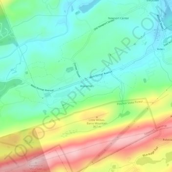 Mappa topografica Wanamie, altitudine, rilievo