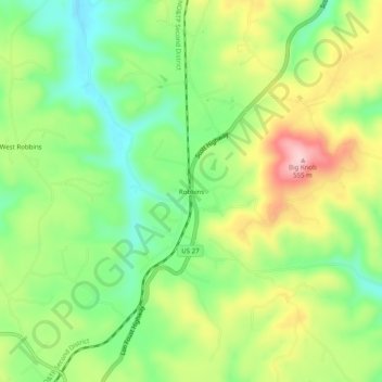 Mappa topografica Robbins, altitudine, rilievo
