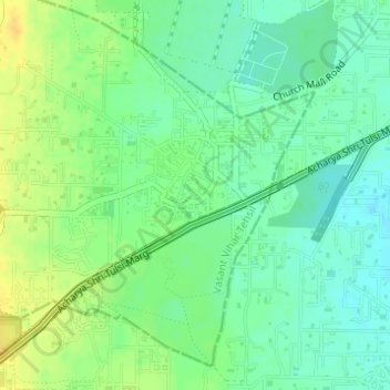 Mappa topografica Ghitorni, altitudine, rilievo