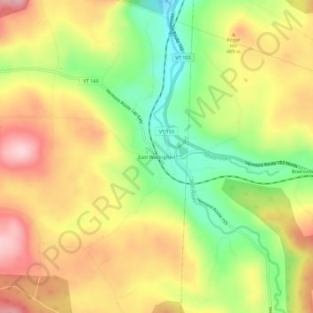 Mappa topografica East Wallingford, altitudine, rilievo