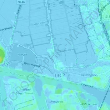 Mappa topografica Westzaner-Overtoom, altitudine, rilievo