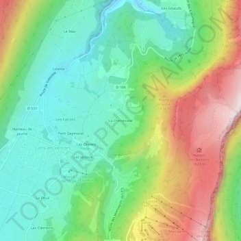 Mappa topografica La Chenevarie, altitudine, rilievo