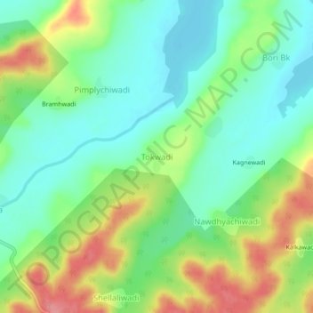 Mappa topografica Tokwadi, altitudine, rilievo