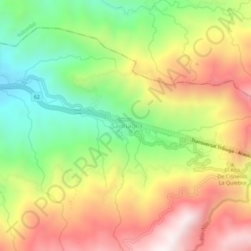 Mappa topografica Santiago, altitudine, rilievo