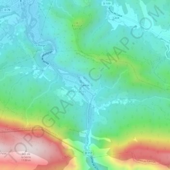 Mappa topografica Cavirac, altitudine, rilievo