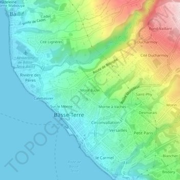 Mappa topografica Mont Bazin, altitudine, rilievo