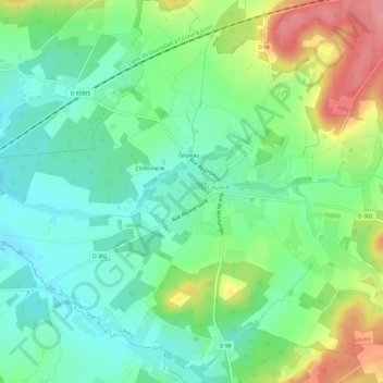 Mappa topografica Les Ruelles, altitudine, rilievo