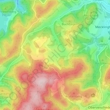 Mappa topografica Rieflinghausen, altitudine, rilievo
