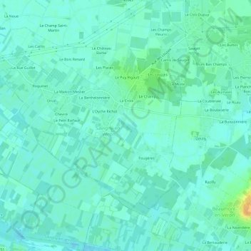 Mappa topografica Méziers, altitudine, rilievo