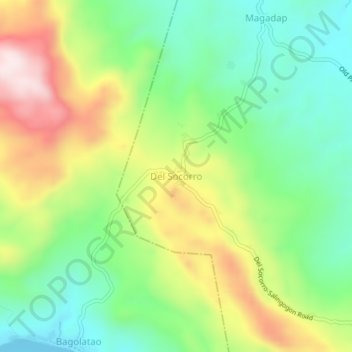 Mappa topografica Del Socorro, altitudine, rilievo