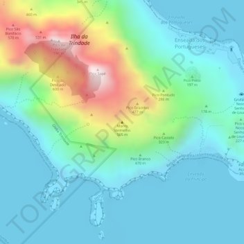 Mappa topografica Morro Vermelho, altitudine, rilievo