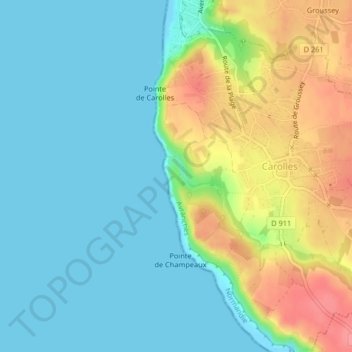 Mappa topografica Le Rocher du Sard, altitudine, rilievo