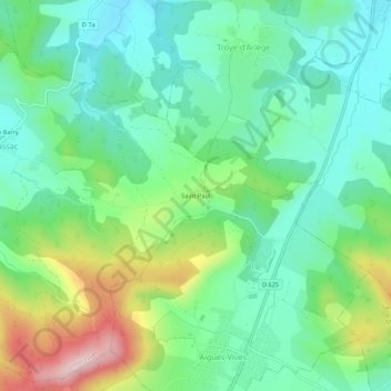 Mappa topografica Saint-Paul, altitudine, rilievo