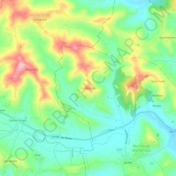 Mappa topografica Corteranzo, altitudine, rilievo