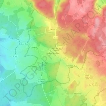 Mappa topografica Le Bois Geoffroy, altitudine, rilievo