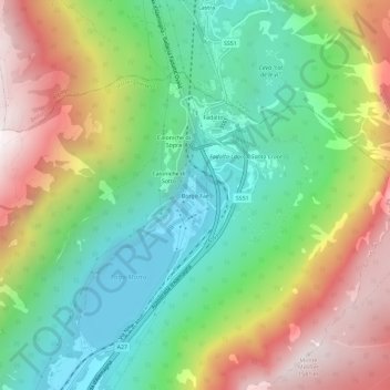 Mappa topografica Borgo Faè, altitudine, rilievo