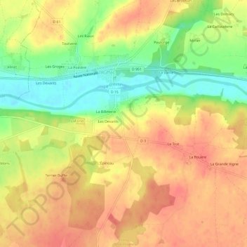 Mappa topografica La Grange, altitudine, rilievo