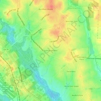 Mappa topografica Summer Brooke, altitudine, rilievo