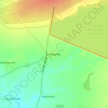 Mappa topografica Velugodu, altitudine, rilievo