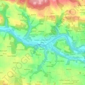 Mappa topografica Kerhoc, altitudine, rilievo