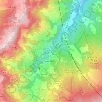Mappa topografica Molino della Pergola, altitudine, rilievo