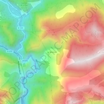 Mappa topografica Le Reveston, altitudine, rilievo