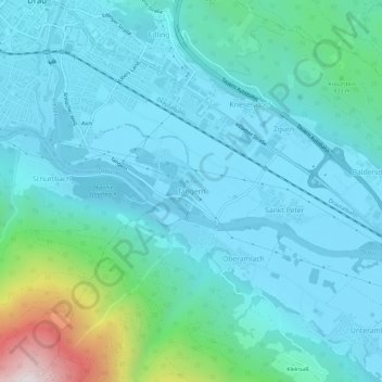 Mappa topografica Tangern, altitudine, rilievo