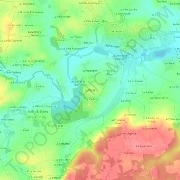Mappa topografica La Vigne, altitudine, rilievo