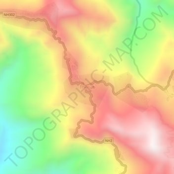 Mappa topografica Theriat, altitudine, rilievo