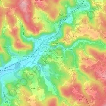 Mappa topografica Pradinal, altitudine, rilievo
