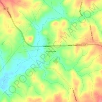 Mappa topografica Kings Creek, altitudine, rilievo